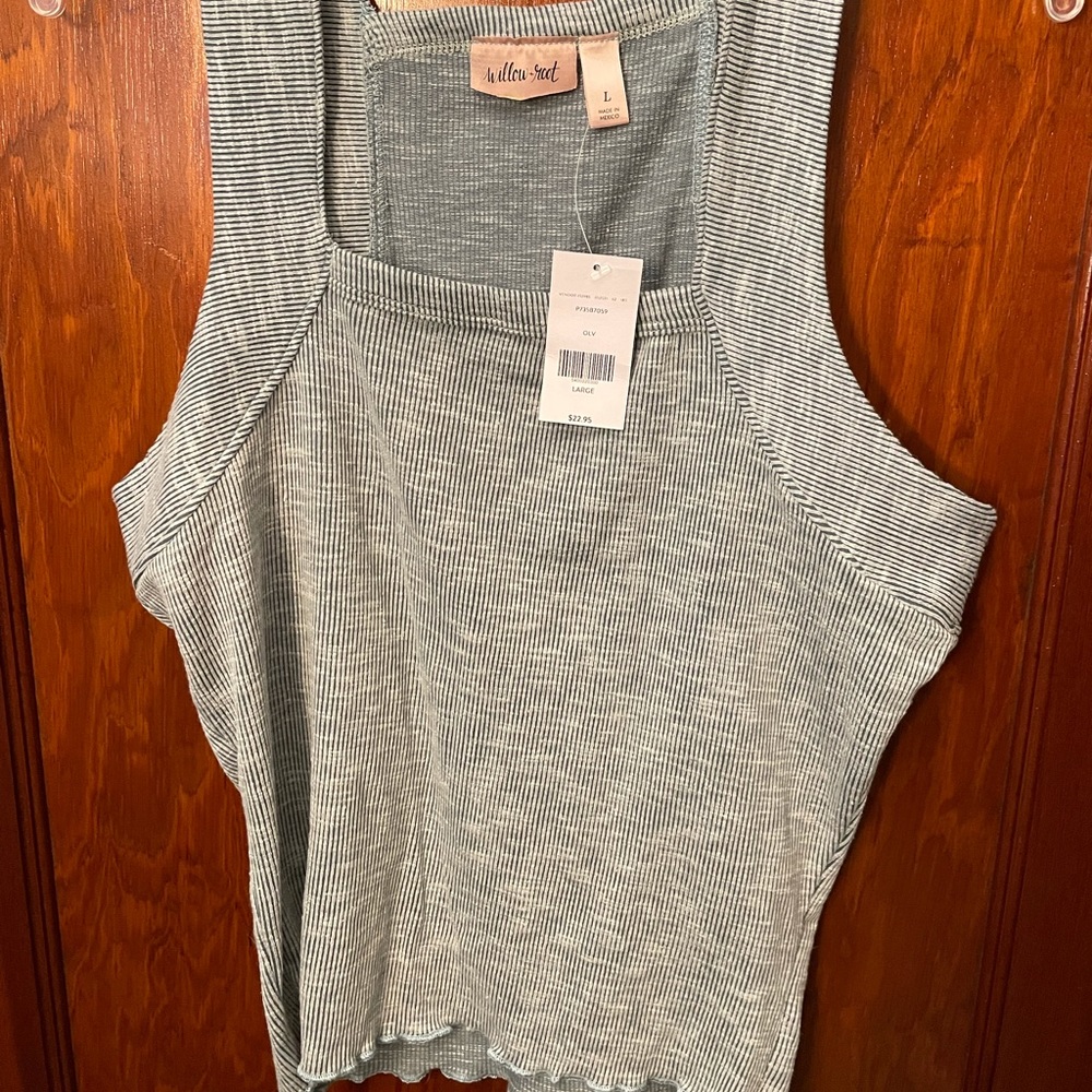 Square Neck Ribbed Cropped Tank Top